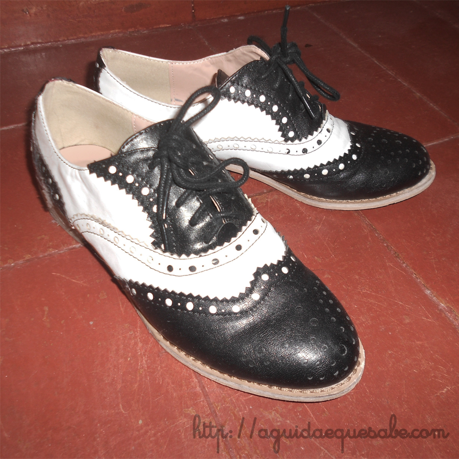 Sapatos Oxford Shoes fred astaire preto e branco brogues